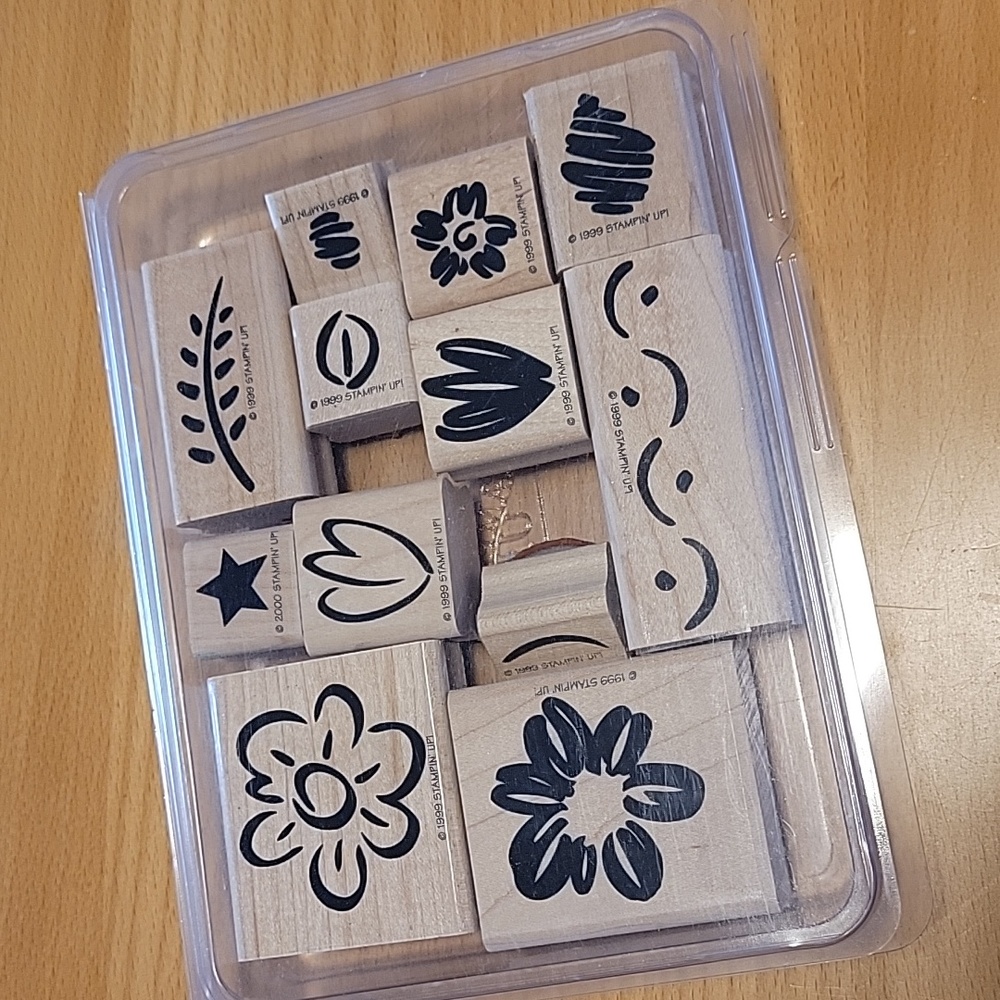 Stampin Up Floral Wooden Block Stamp Set